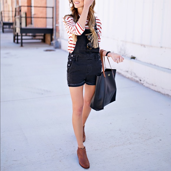 madewell black overall shorts